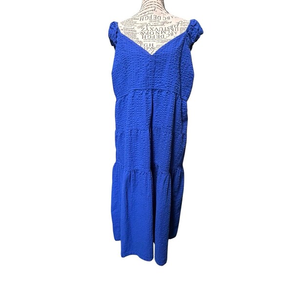 Old Navy Royal Blue Smocked Dress  women's plus size XL Whimsical Waffle Boho - Picture 1 of 9